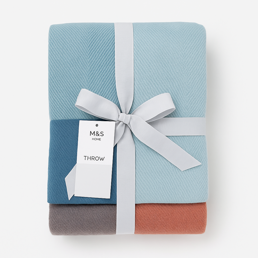 M&S Home Decorative Throw Blanket Blue Mix