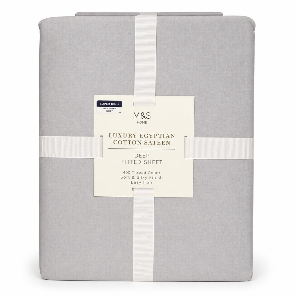 M&S Home Luxury Egyptian Cotton Sateen Deep Fitted Sheet