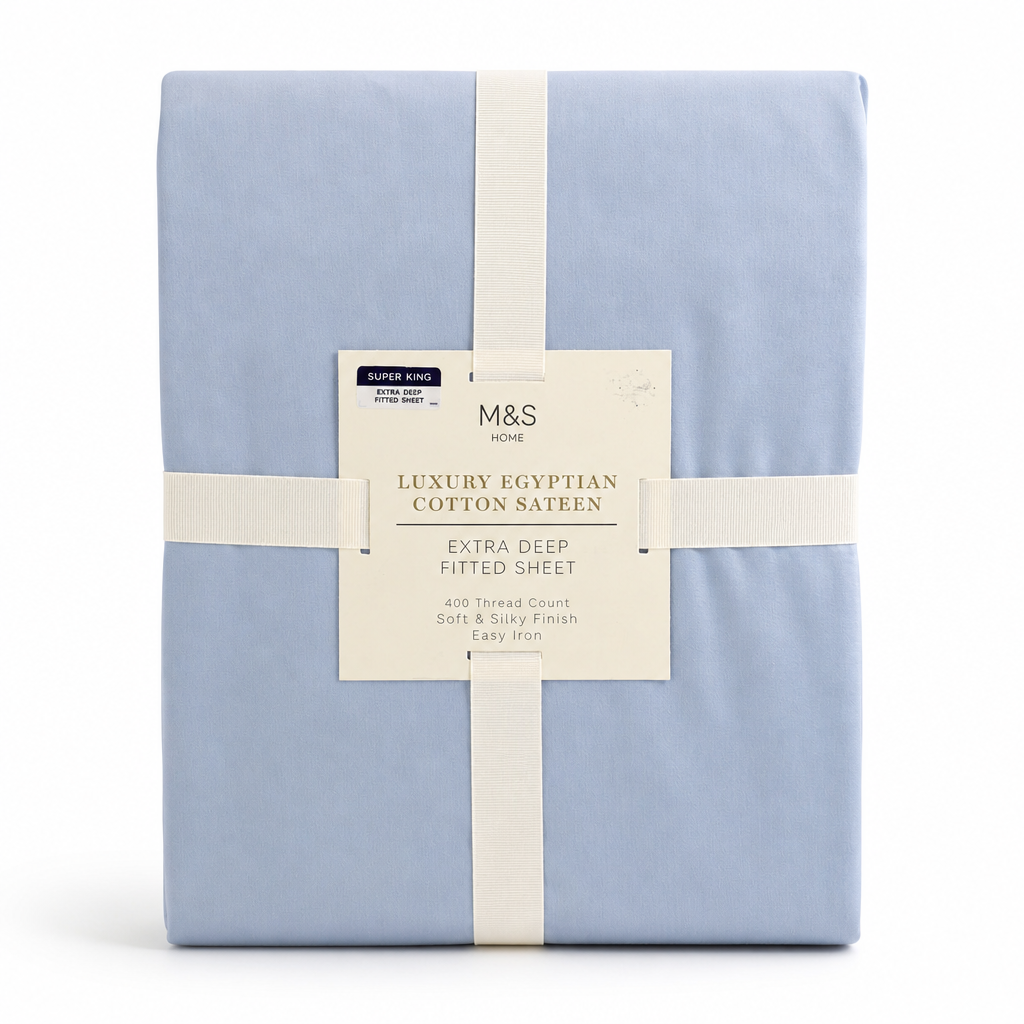 M&S Home Luxury Egyptian Cotton Sateen Deep Fitted Sheet