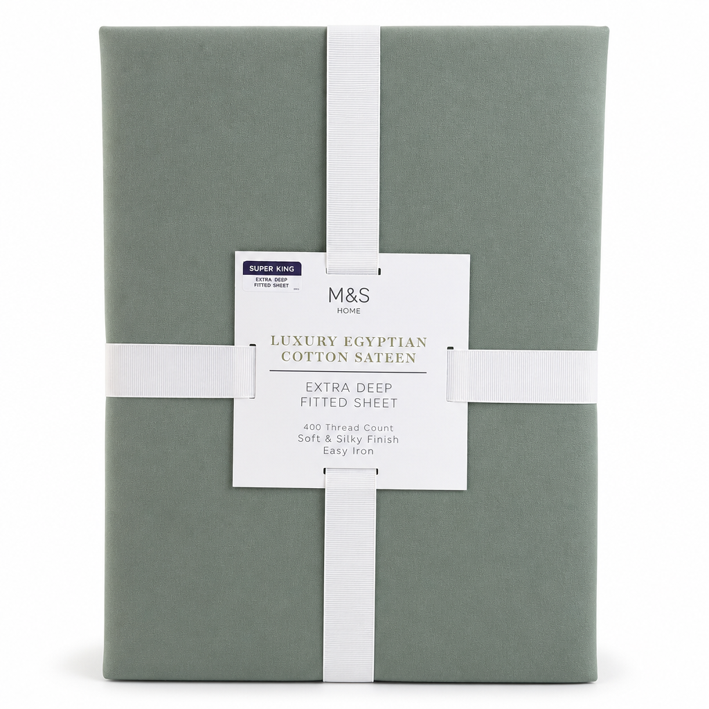 M&S Home Luxury Egyptian Cotton Sateen Extra Deep Fitted Sheet