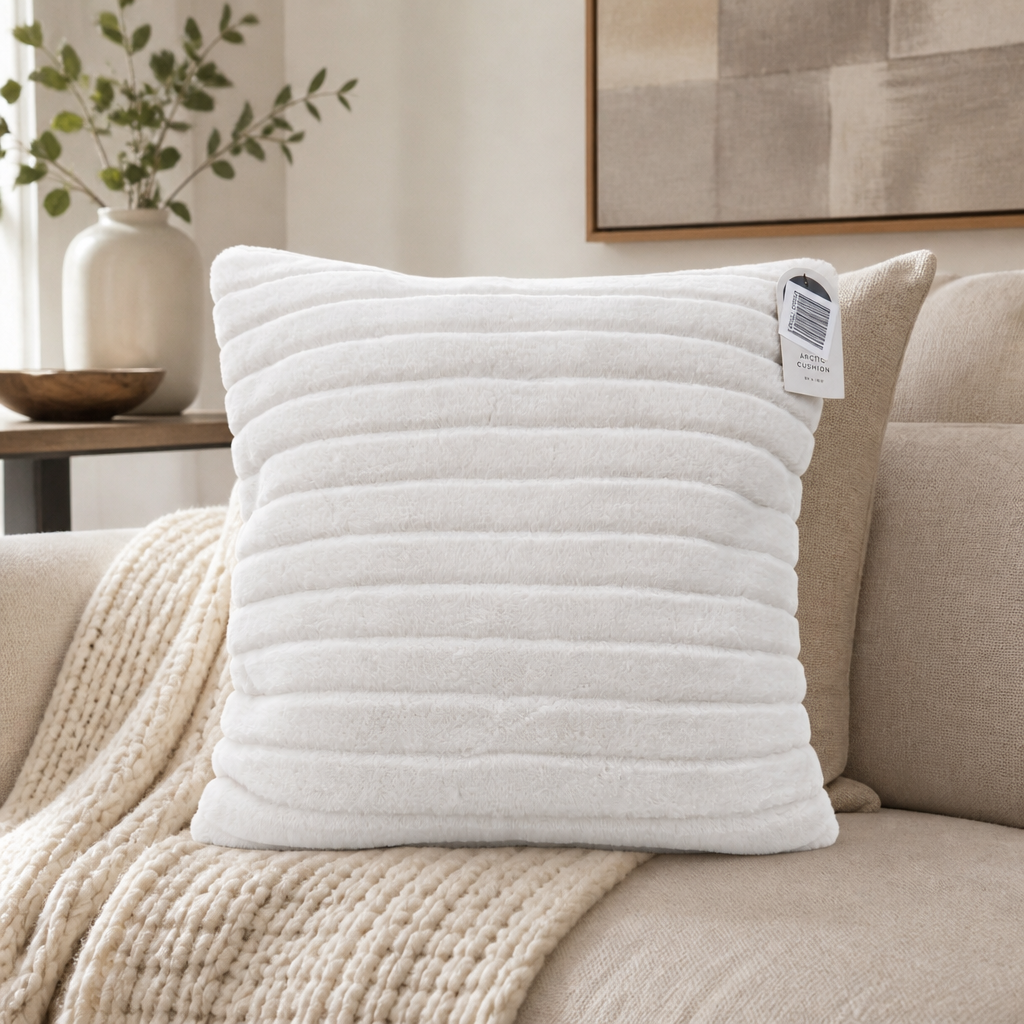 Lakely Sable Faux Fur Coushion Throw Pillow - Single Side, Light — view 2