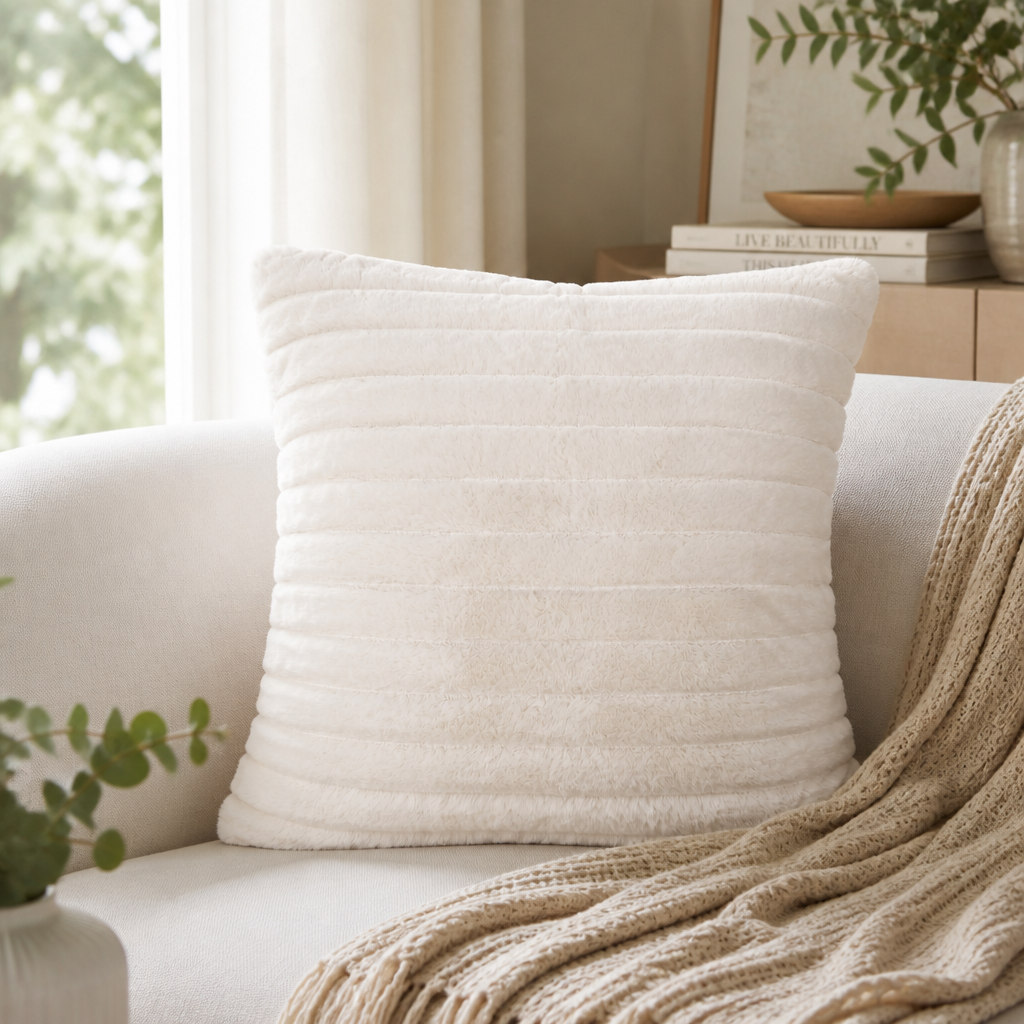 Lakely Sable Faux Fur Cushion Throw Pillow - Single Side — view 2