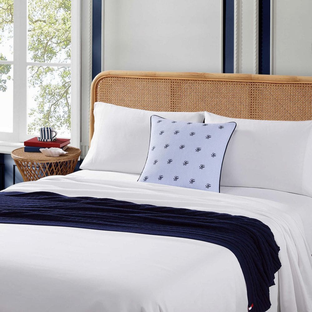 Tommy Hilfiger Riviera TH Monogram Cotton Blend Seersucker Decorative Pillow — view 2