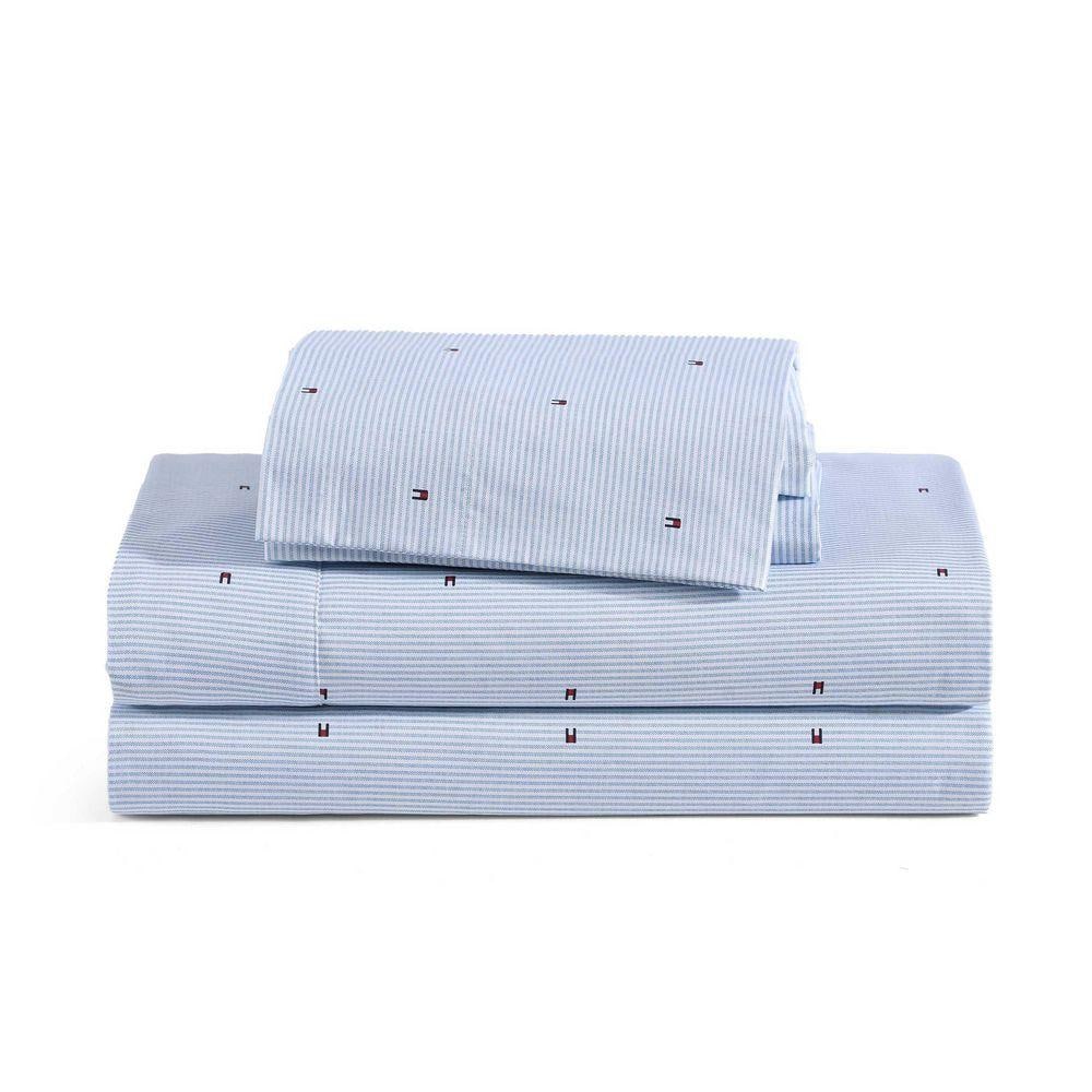 Tommy Hilfiger Ithaca Flag Stripe 4-Piece White/Light Blue/Dark Blue/Red Cotton Percale King Sheet Set — view 2