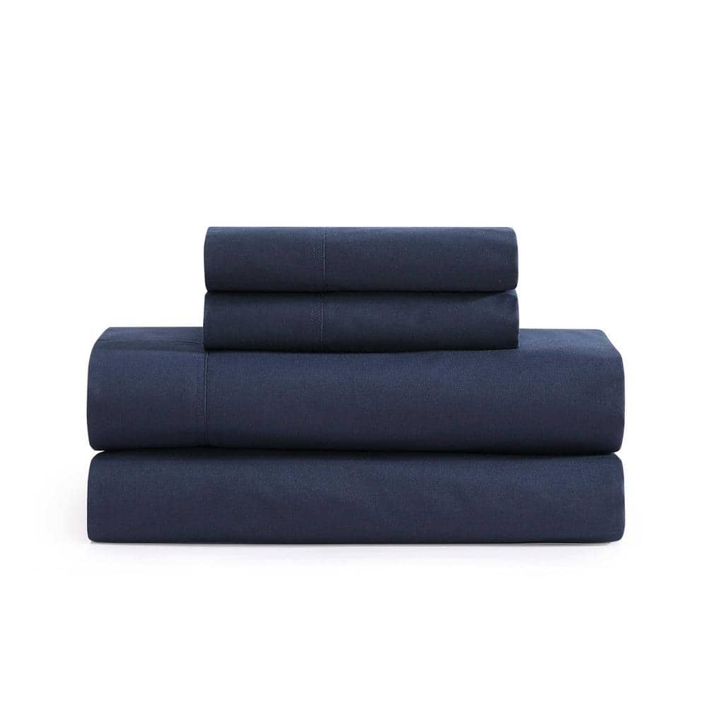 Tommy Hilfiger TH Solid 3-Piece Navy Cotton King Sheet Set — view 2