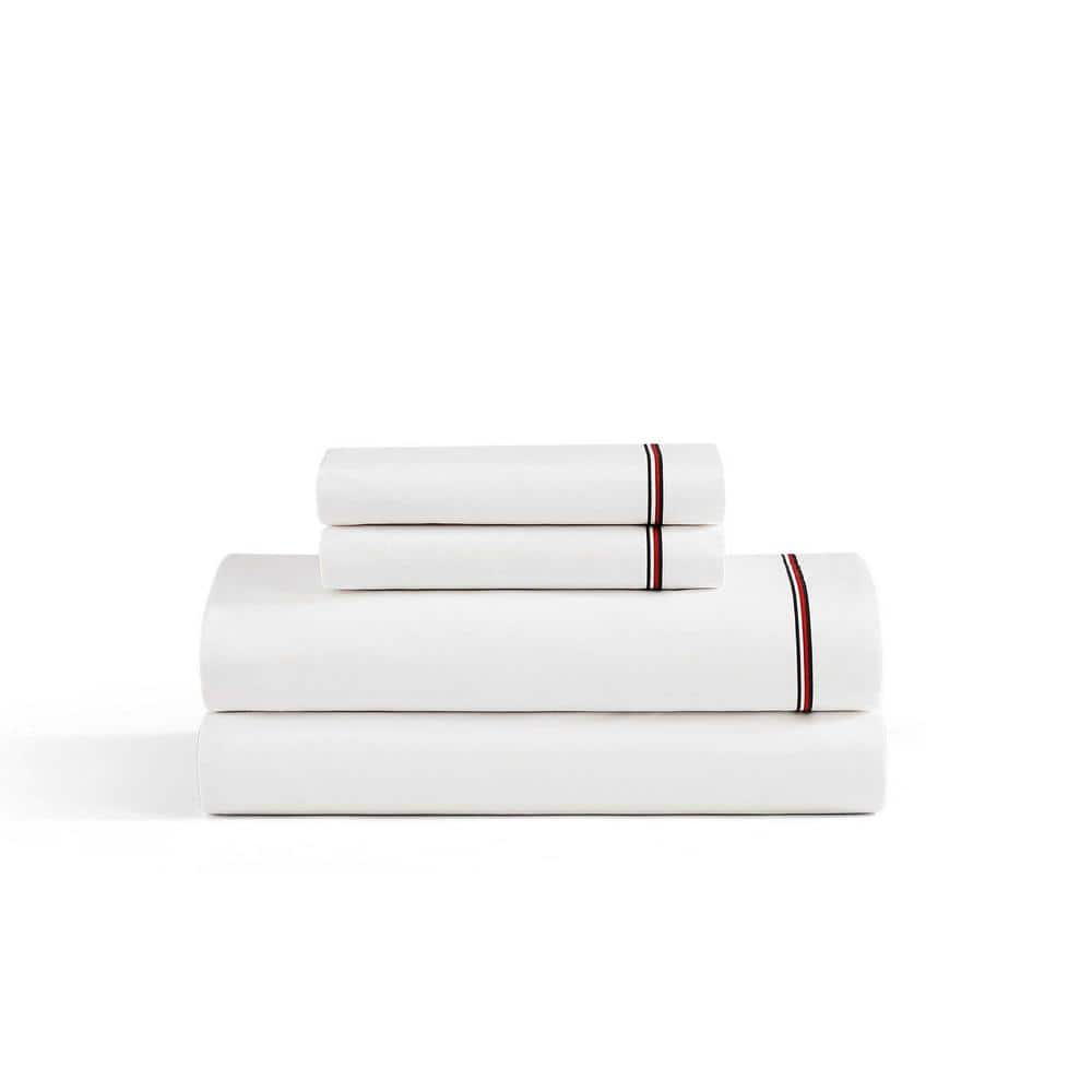 Tommy Hilfiger Global Stripe 4-Piece White/Red/Blue Cotton King Sheet Set — view 2