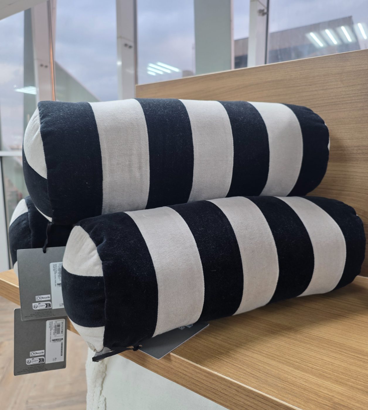 M&S X Kelly Hoppen Stripe Round Bolster Cushion Pillow — view 2