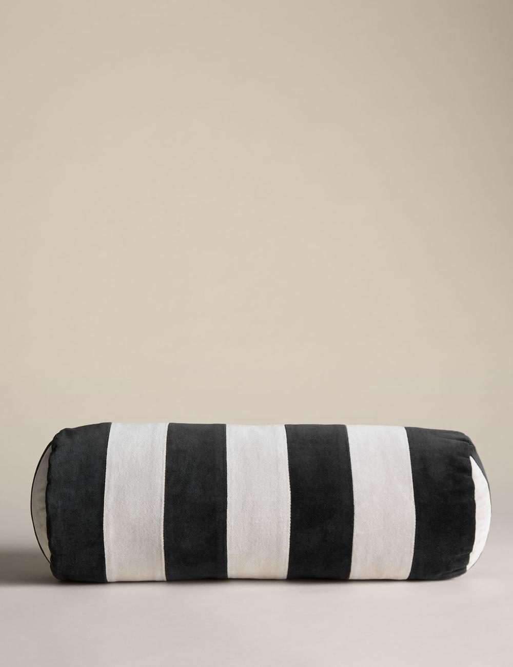 M&S X Kelly Hoppen Stripe Round Bolster Cushion Pillow — view 3
