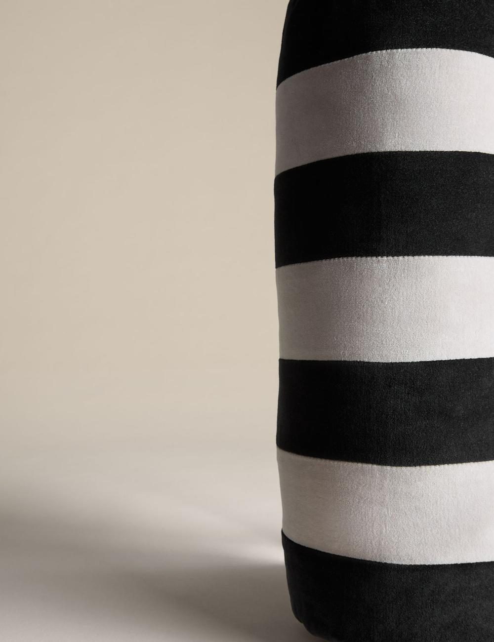 M&S X Kelly Hoppen Stripe Round Bolster Cushion Pillow — view 4
