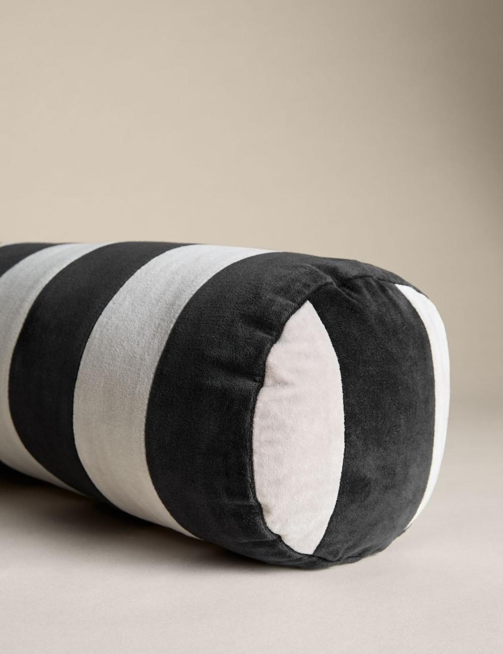 M&S X Kelly Hoppen Stripe Round Bolster Cushion Pillow — view 5
