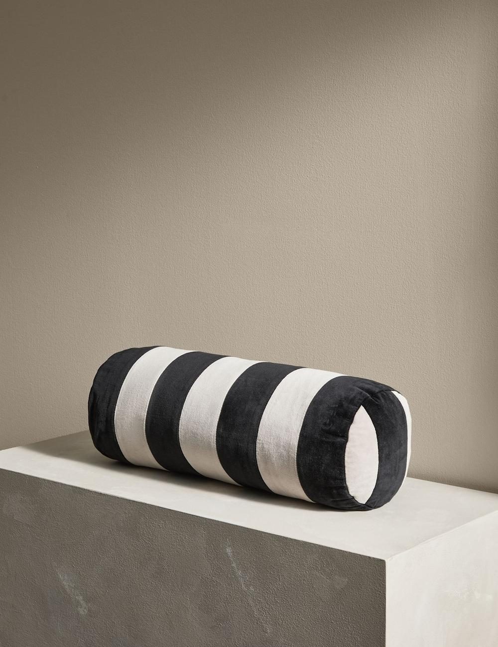 M&S X Kelly Hoppen Stripe Round Bolster Cushion Pillow