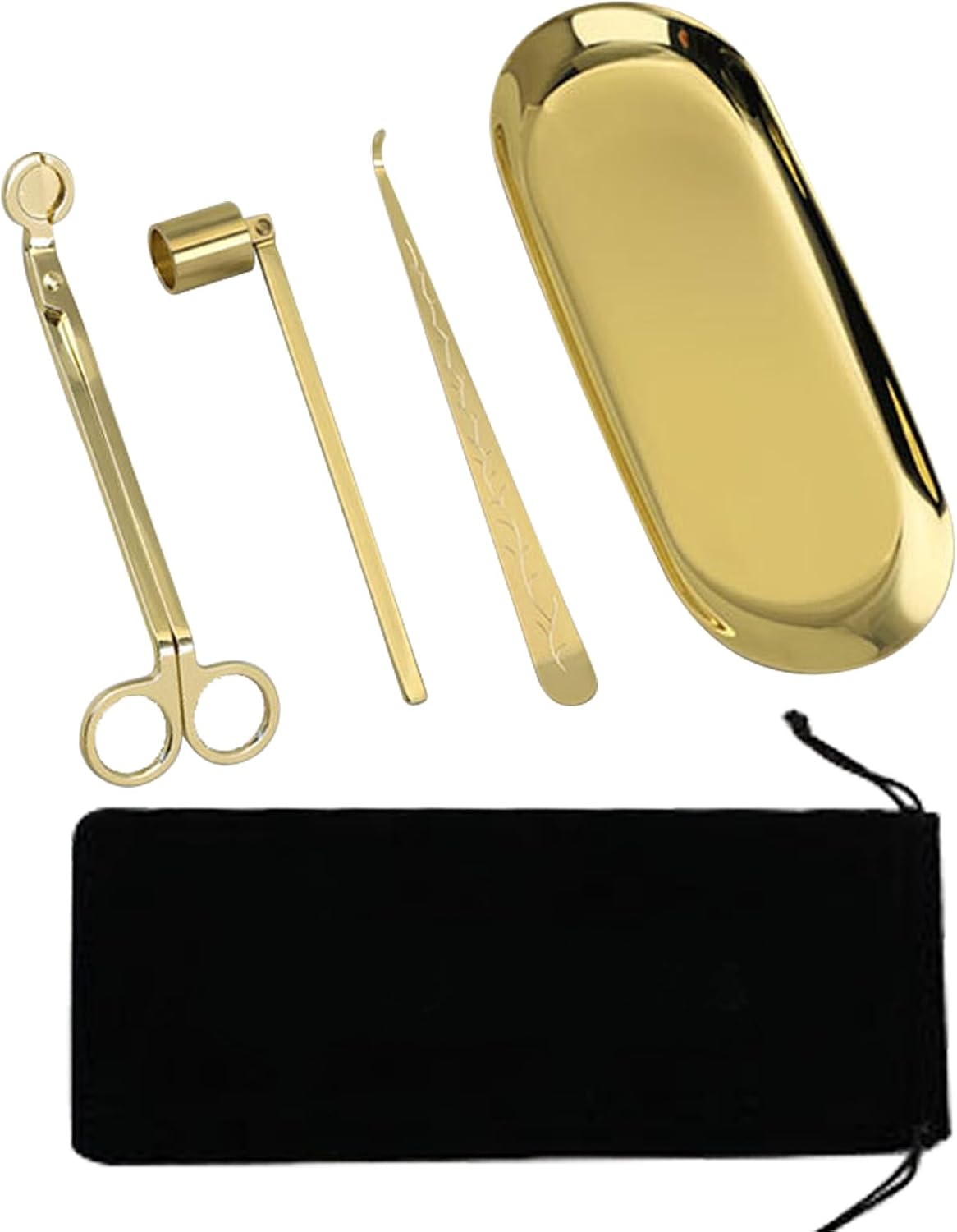 4 in 1 Candle Accessory Set, Candle Snuffer, Candle Wick Cutter, Candle Dipper, Storage Tray Plate, Candle Care Kit — view 2
