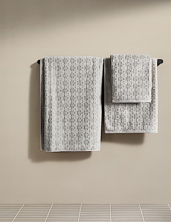 M&S Kelly Hoppen Ultimate Turkish Cotton Geometric Bath Towel — view 2