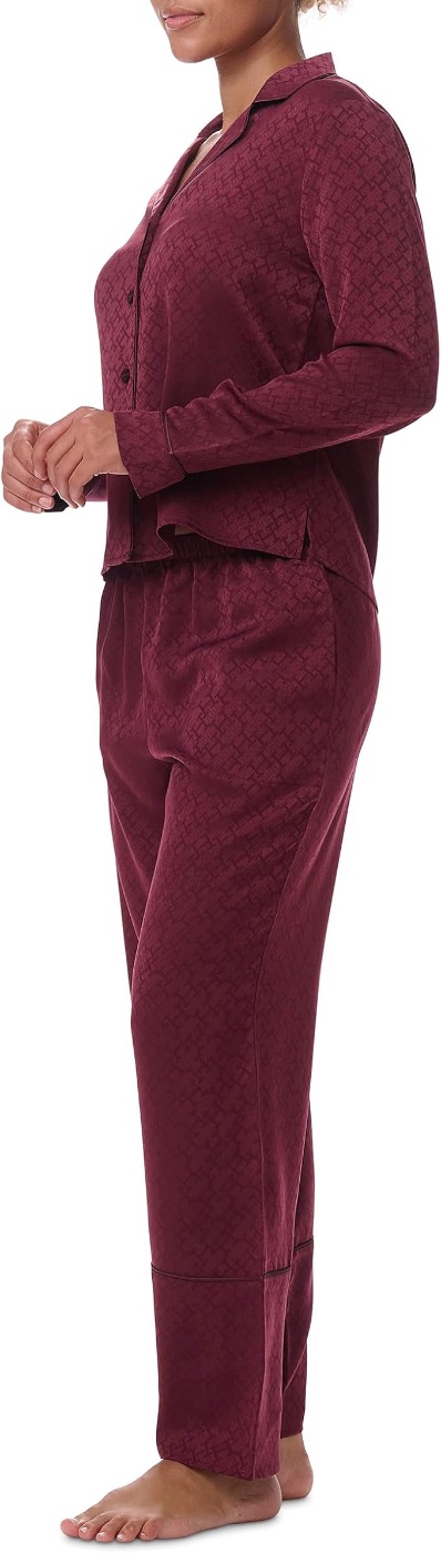 Tommy Hilfiger Women's Notch Top & Long Pant 2 Piece Pajama Set — view 3