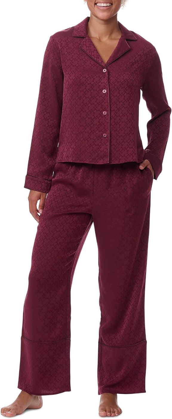 Tommy Hilfiger Women's Notch Top & Long Pant 2 Piece Pajama Set