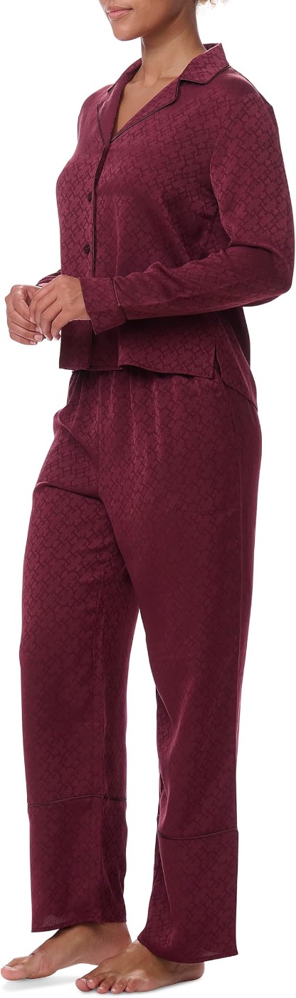 Tommy Hilfiger Women's Notch Top & Long Pant 2 Piece Pajama Set — view 4