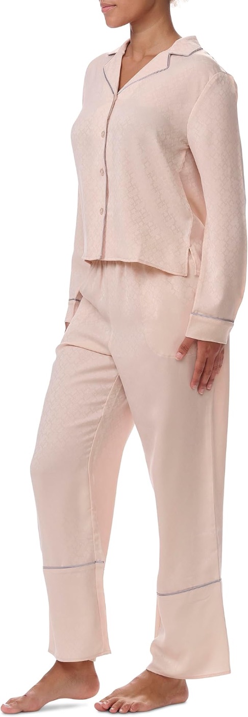 Tommy Hilfiger Women's Notch Top & Long Pant 2 Piece Pajama Set — view 2