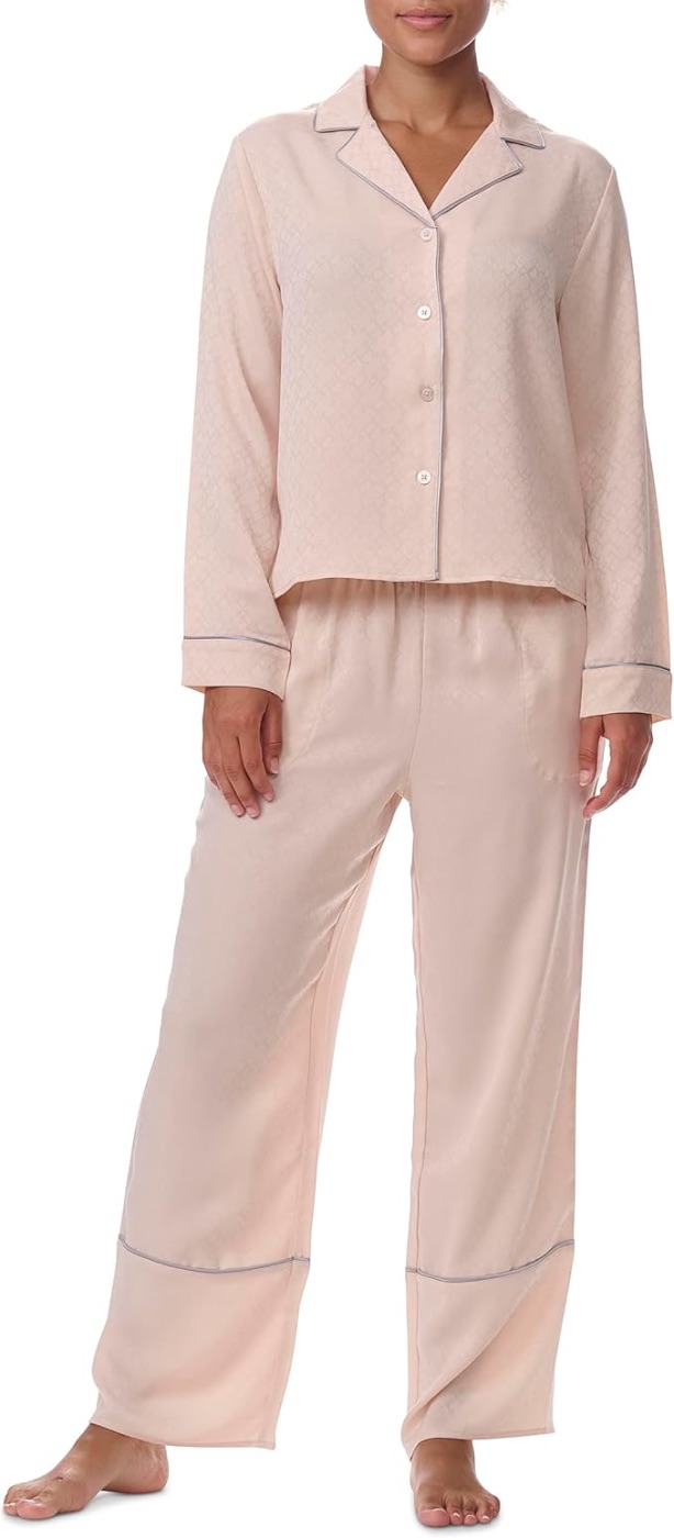 Tommy Hilfiger Women's Notch Top & Long Pant 2 Piece Pajama Set