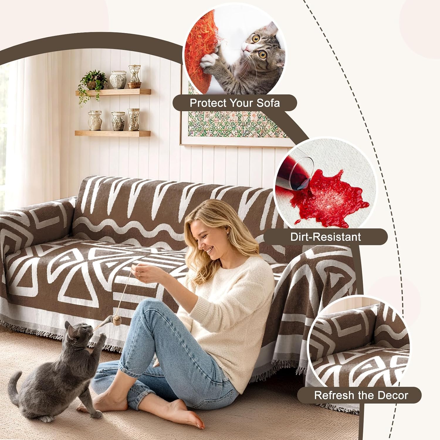 Somna Chenille Boho Sofa Cover — view 2