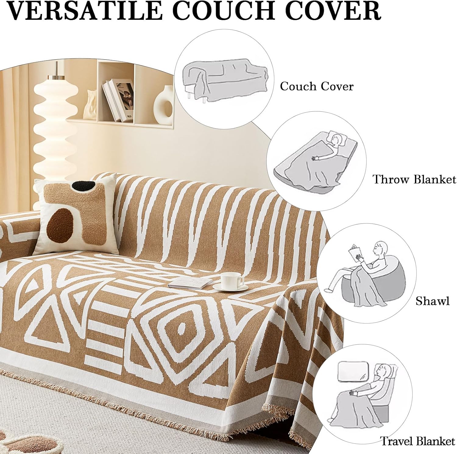 Somna Boho Chenille Sofa Cover — view 3