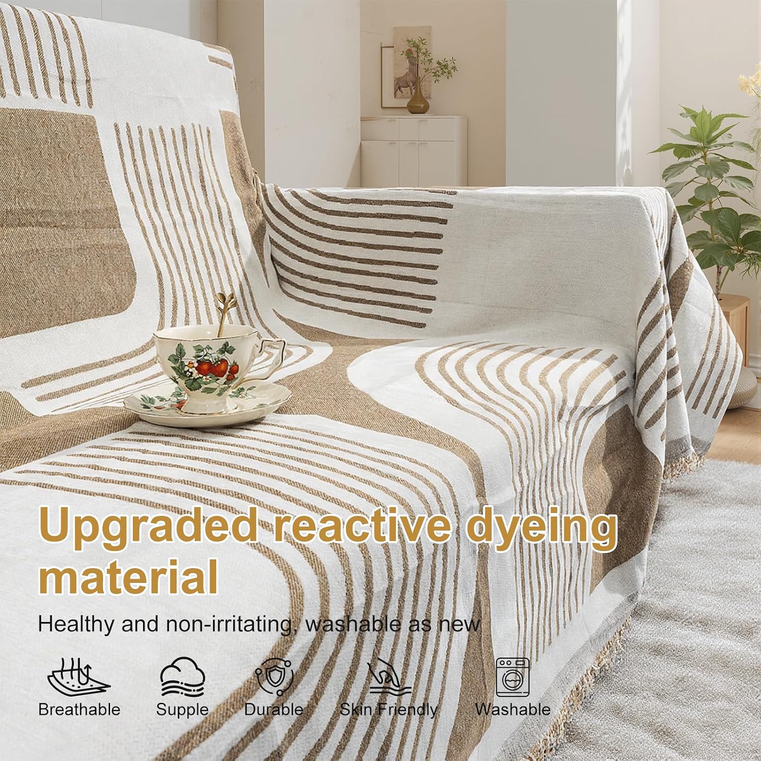 Somna Chenille Sofa Cover Khaki — view 3