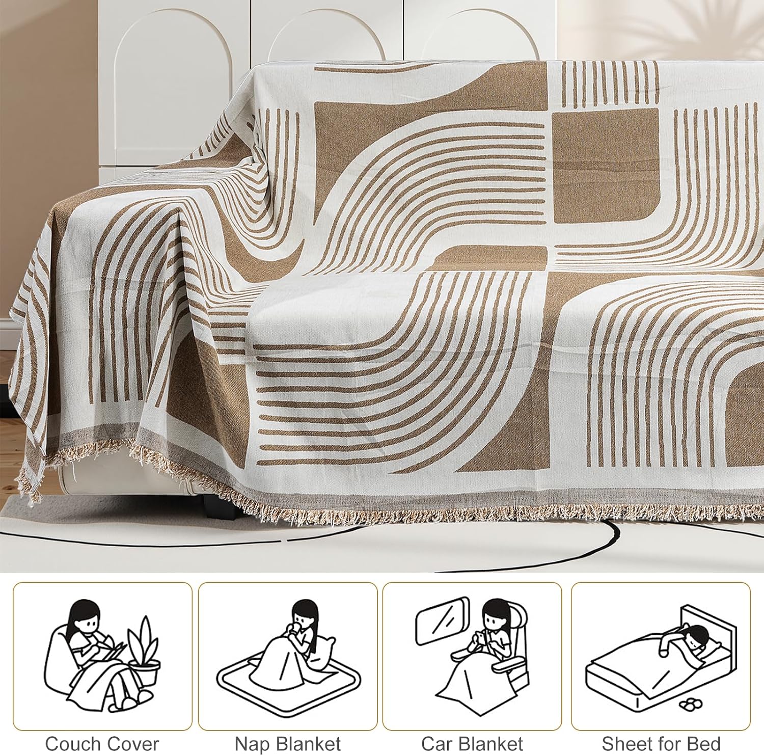 Somna Chenille Sofa Cover Khaki — view 4