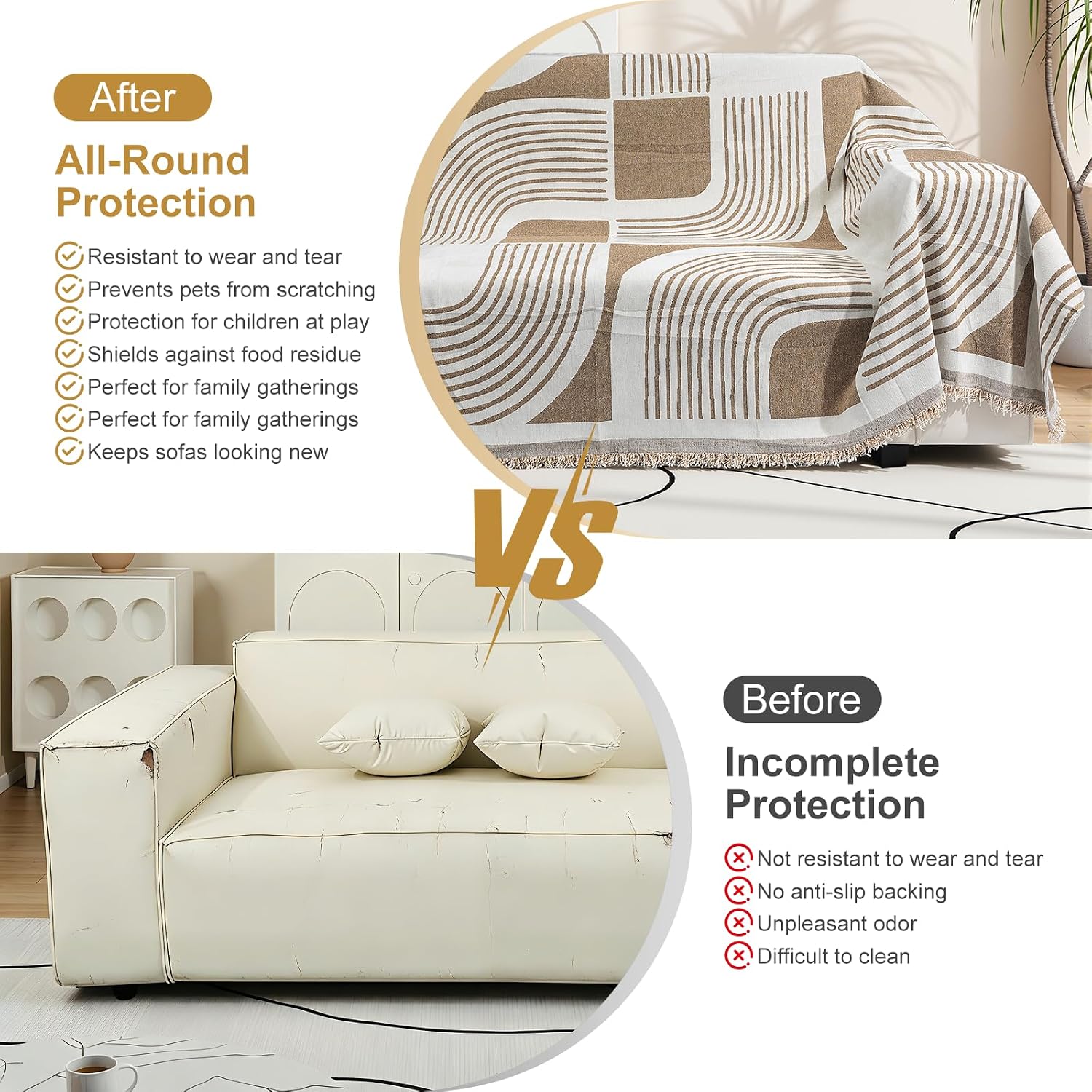 Somna Chenille Sofa Cover Khaki — view 5