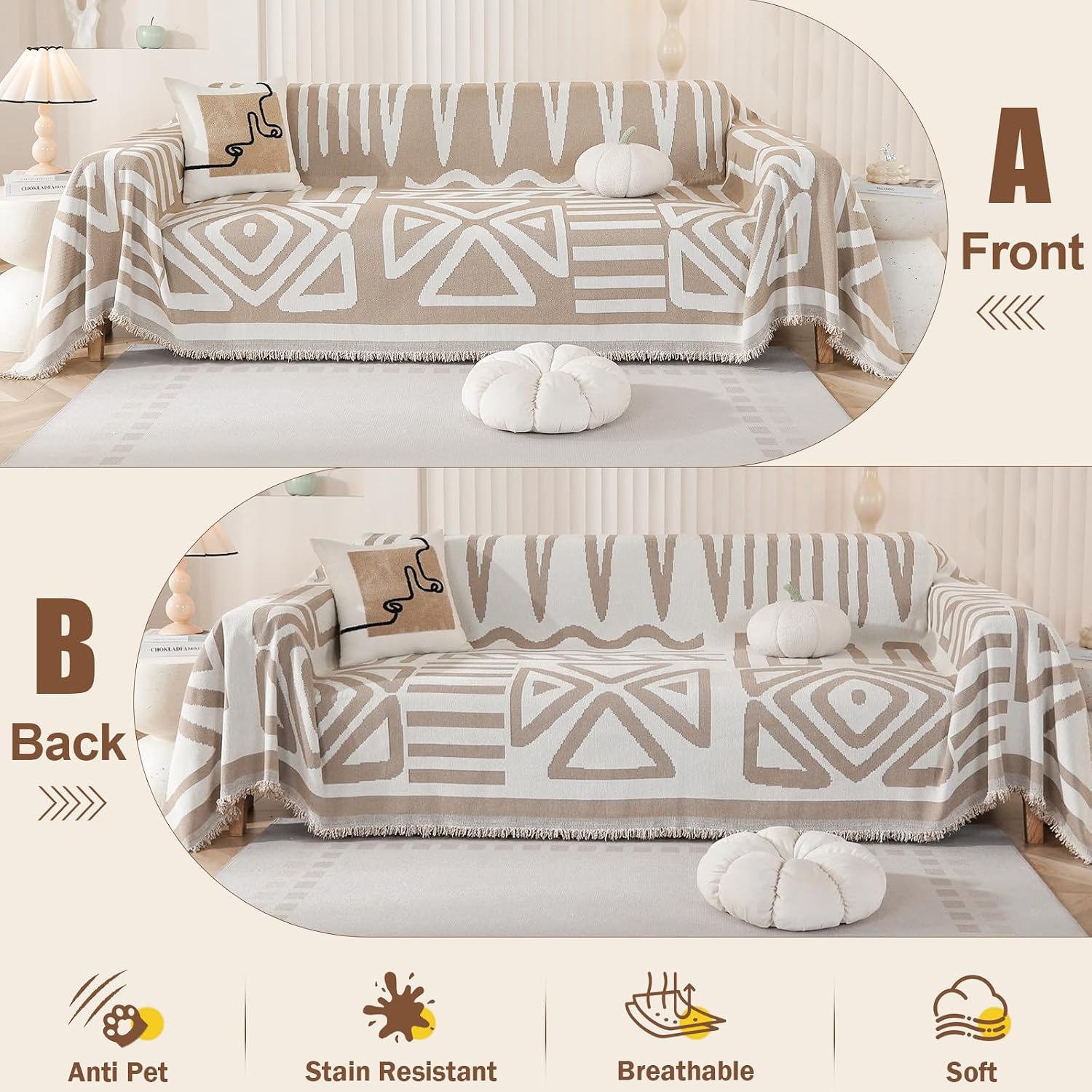Somna Boho Sofa Cover Khaki — view 2