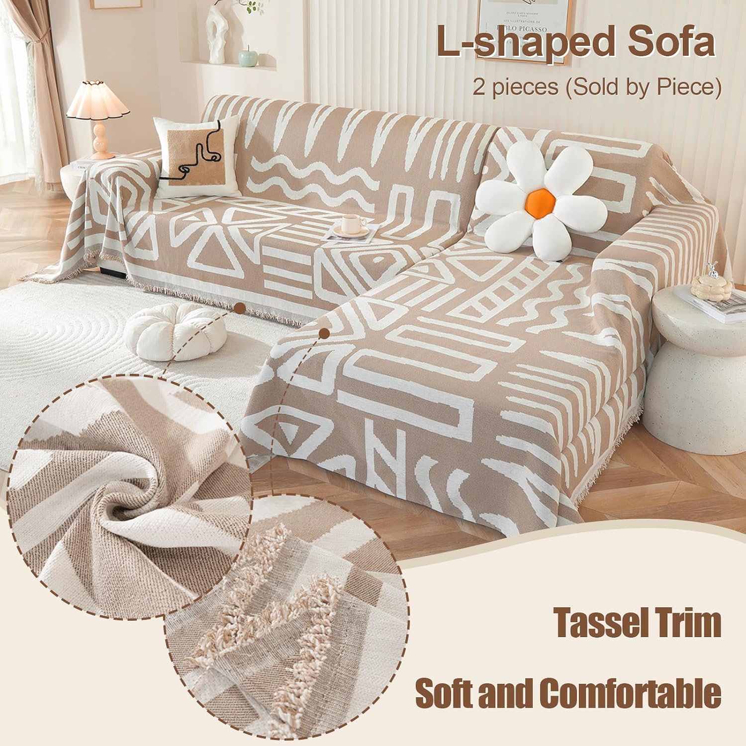 Somna Boho Sofa Cover Khaki — view 3