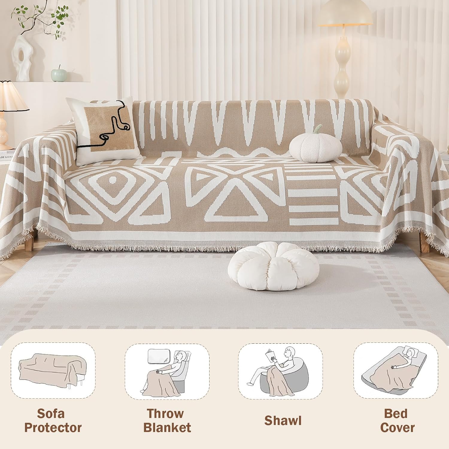 Somna Boho Sofa Cover Khaki — view 4