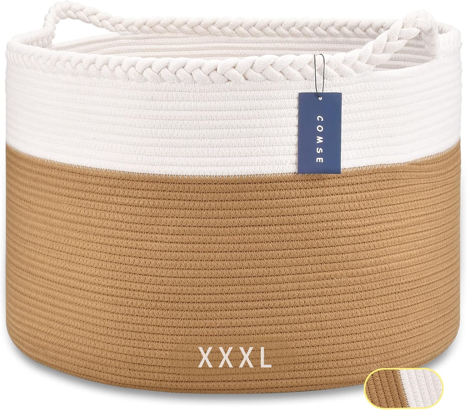 Somna Cotton Rope Basket White/Camel