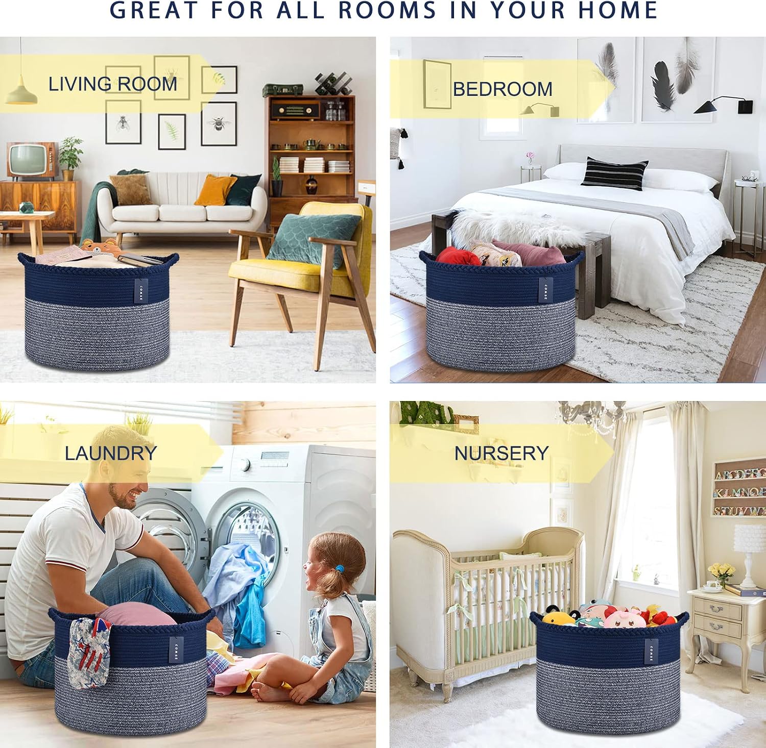 Somna Cotton Rope Basket Navy Blue — view 3
