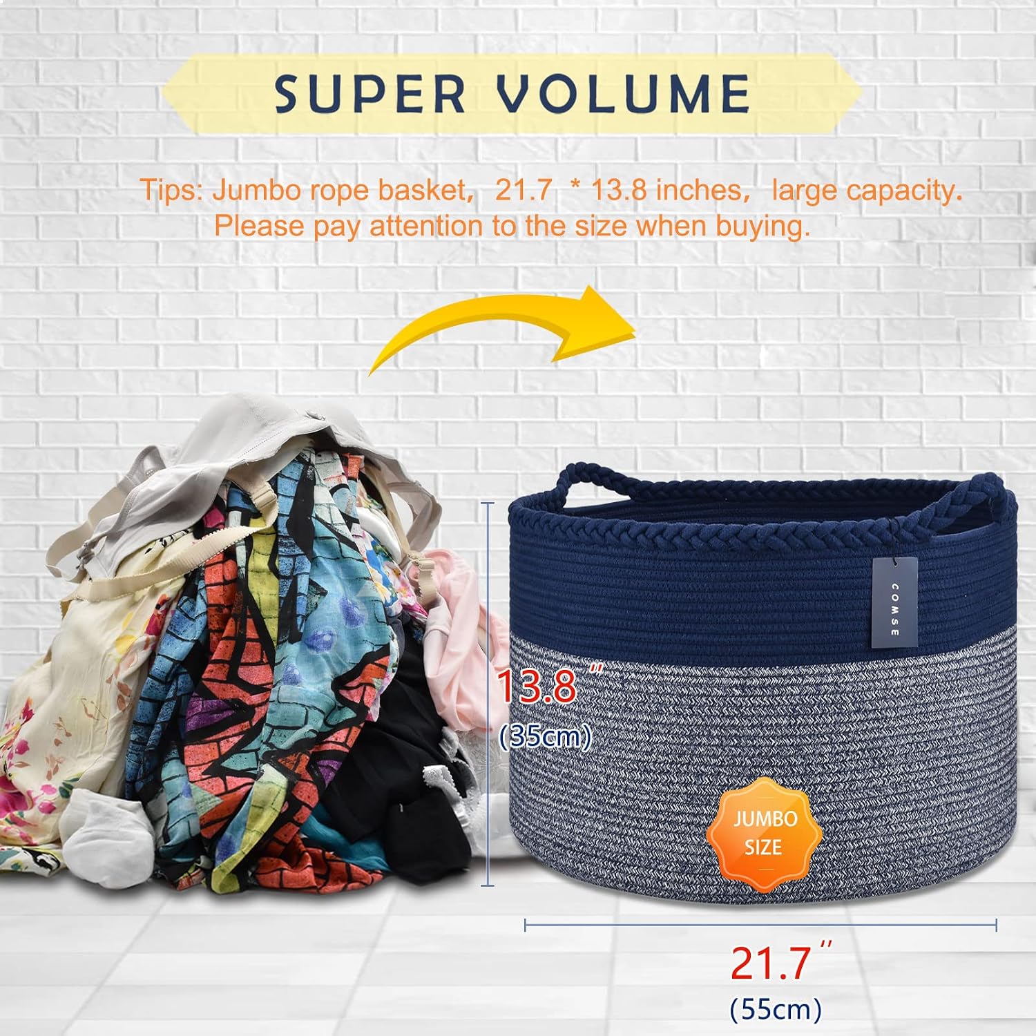 Somna Cotton Rope Basket Navy Blue — view 4