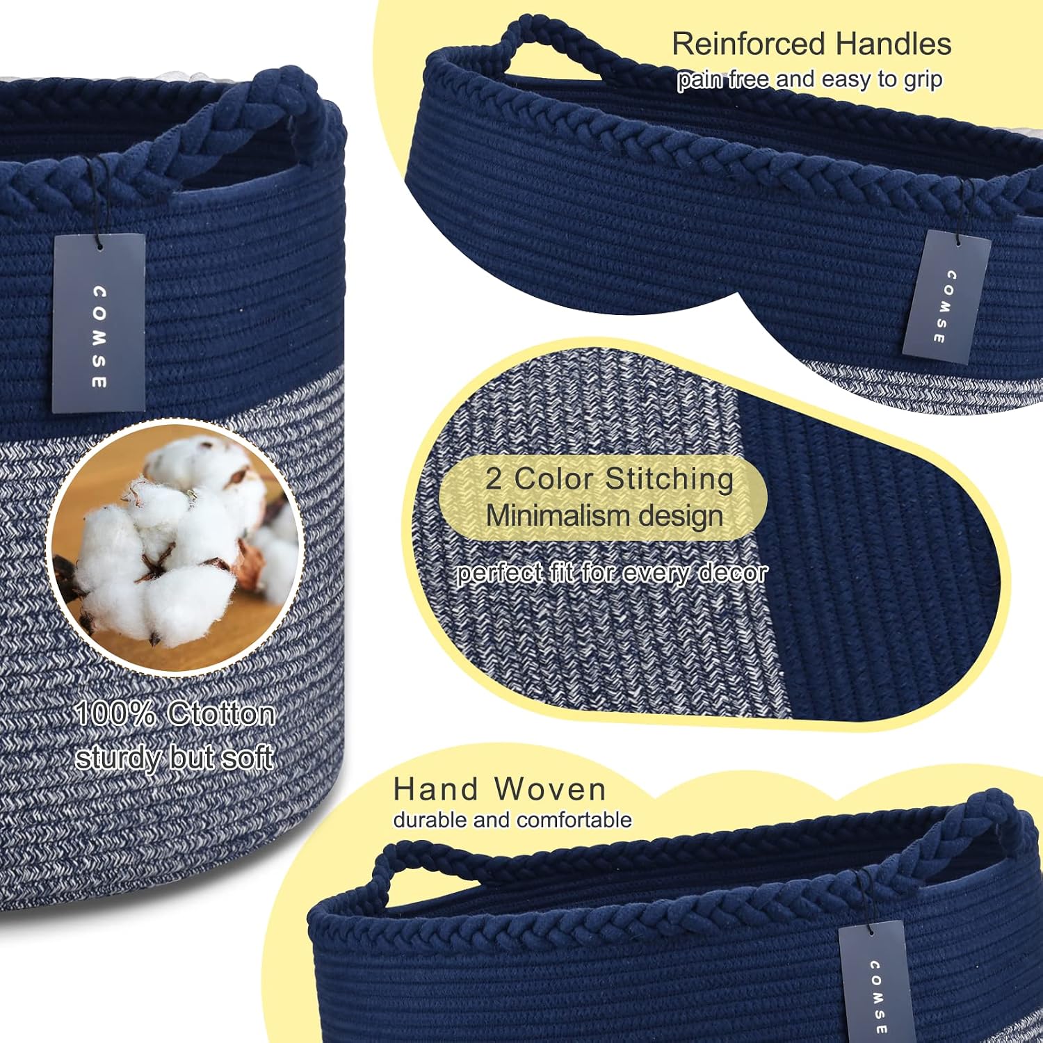 Somna Cotton Rope Basket Navy Blue — view 5