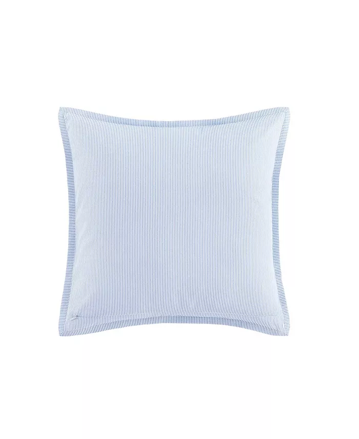 Tommy Hilfiger NY Flag Ivory/Navy/Light Blue Cotton Square Throw Pillow — view 2