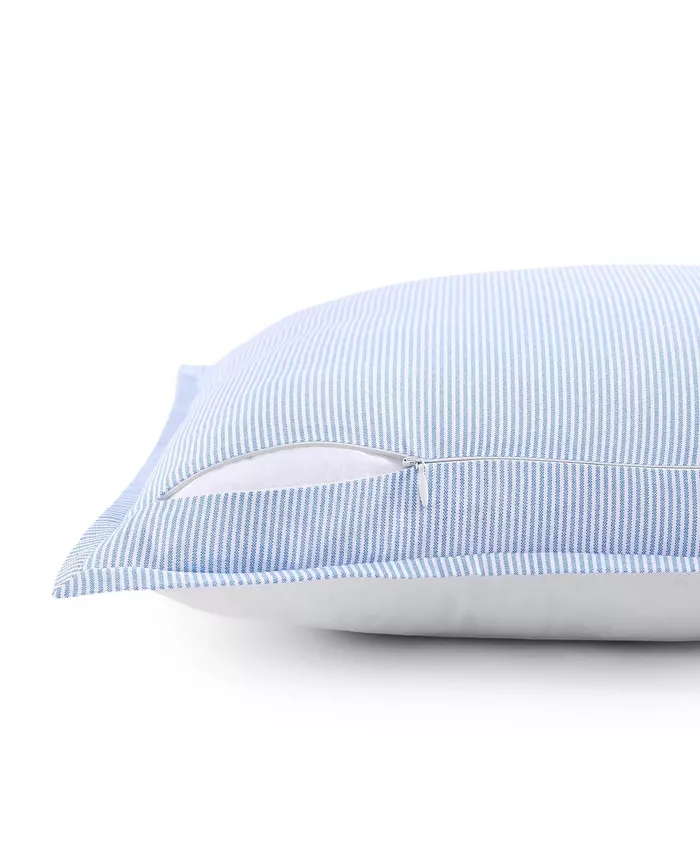 Tommy Hilfiger NY Flag Ivory/Navy/Light Blue Cotton Square Throw Pillow — view 3