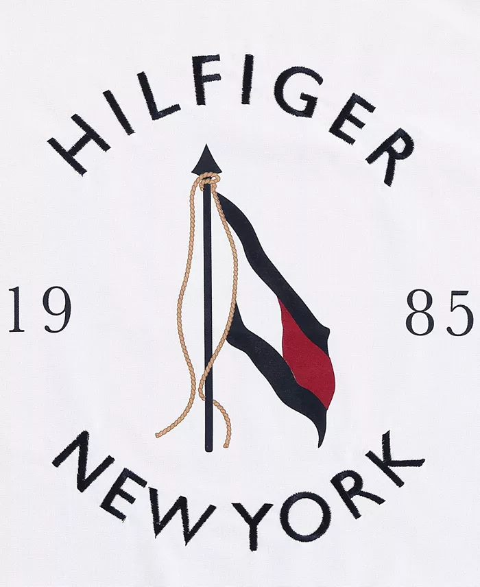 Tommy Hilfiger NY Flag Ivory/Navy/Light Blue Cotton Square Throw Pillow — view 4