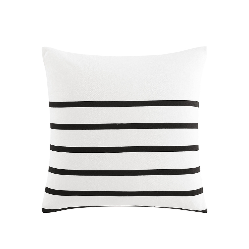 Tommy Hilfiger Placement Stripe Ivory/Navy Blue Cotton Square Throw Pillow — view 3