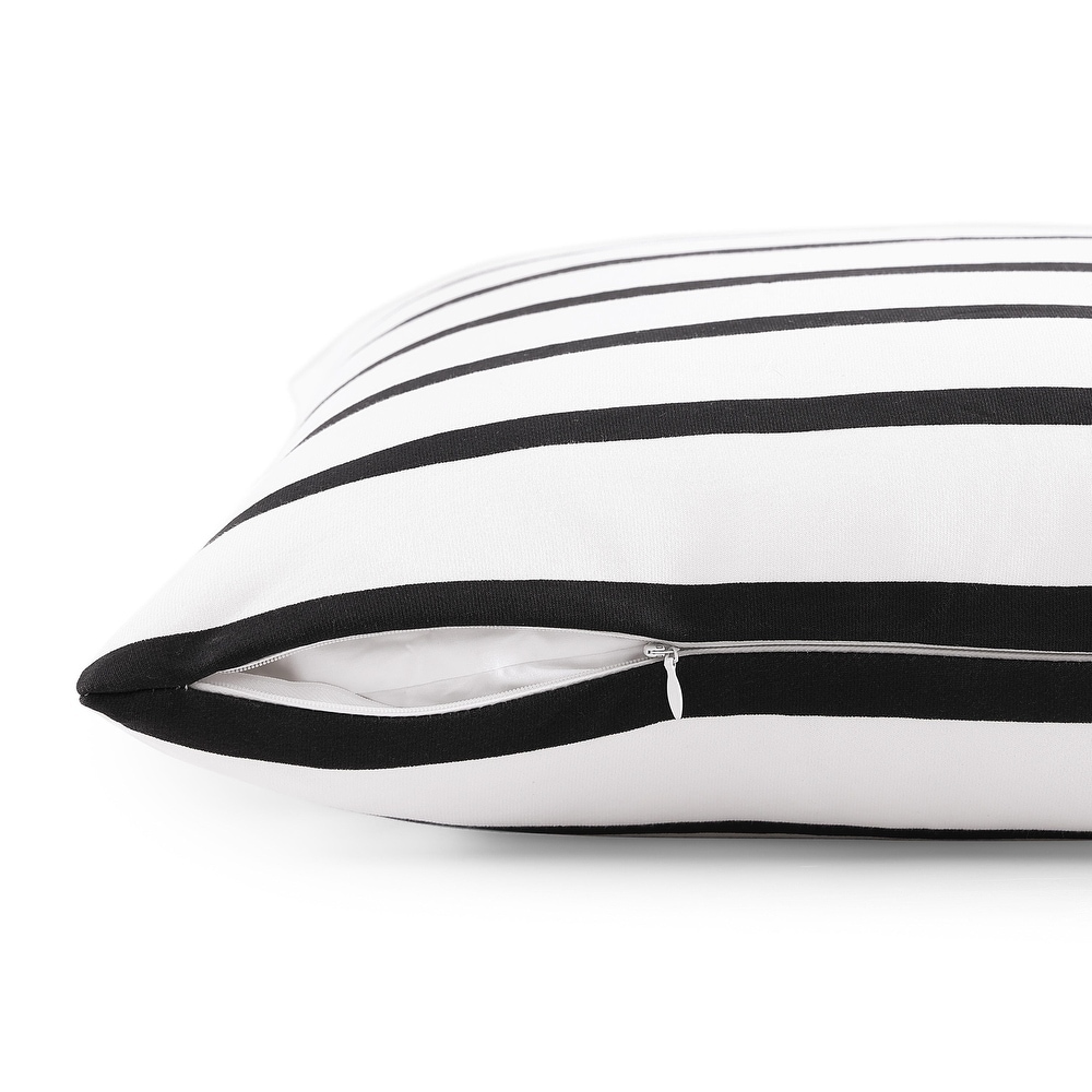 Tommy Hilfiger Placement Stripe Ivory/Navy Blue Cotton Square Throw Pillow — view 4