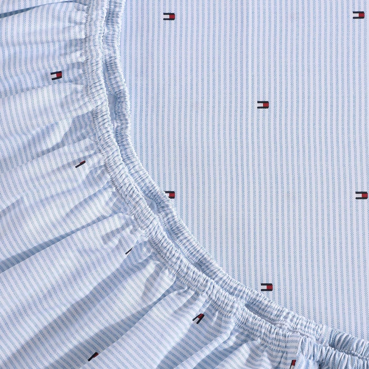 Tommy Hilfiger Ithaca Flag Stripe 4-Piece White/Light Blue/Dark Blue/Red Cotton Percale King Sheet Set — view 4