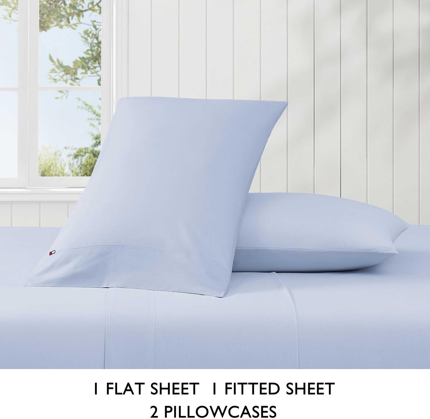 Tommy Hilfiger TH Solid 3-Piece Blue Cotton King Sheet Set — view 6