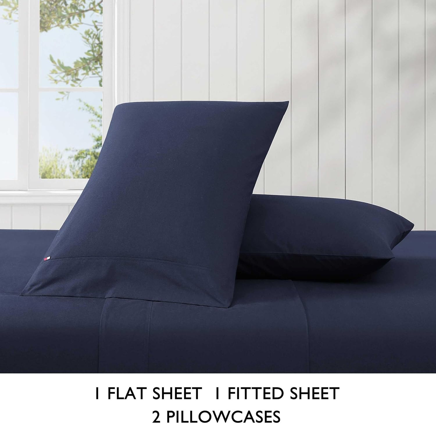 Tommy Hilfiger TH Solid 3-Piece Navy Cotton King Sheet Set — view 6