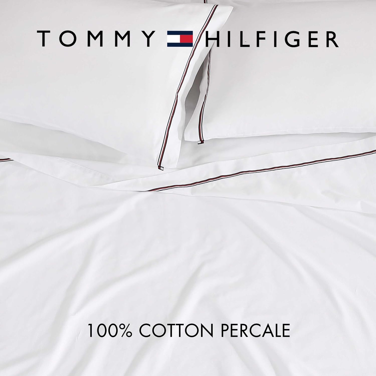 Tommy Hilfiger Global Stripe 4-Piece White/Red/Blue Cotton King Sheet Set — view 4