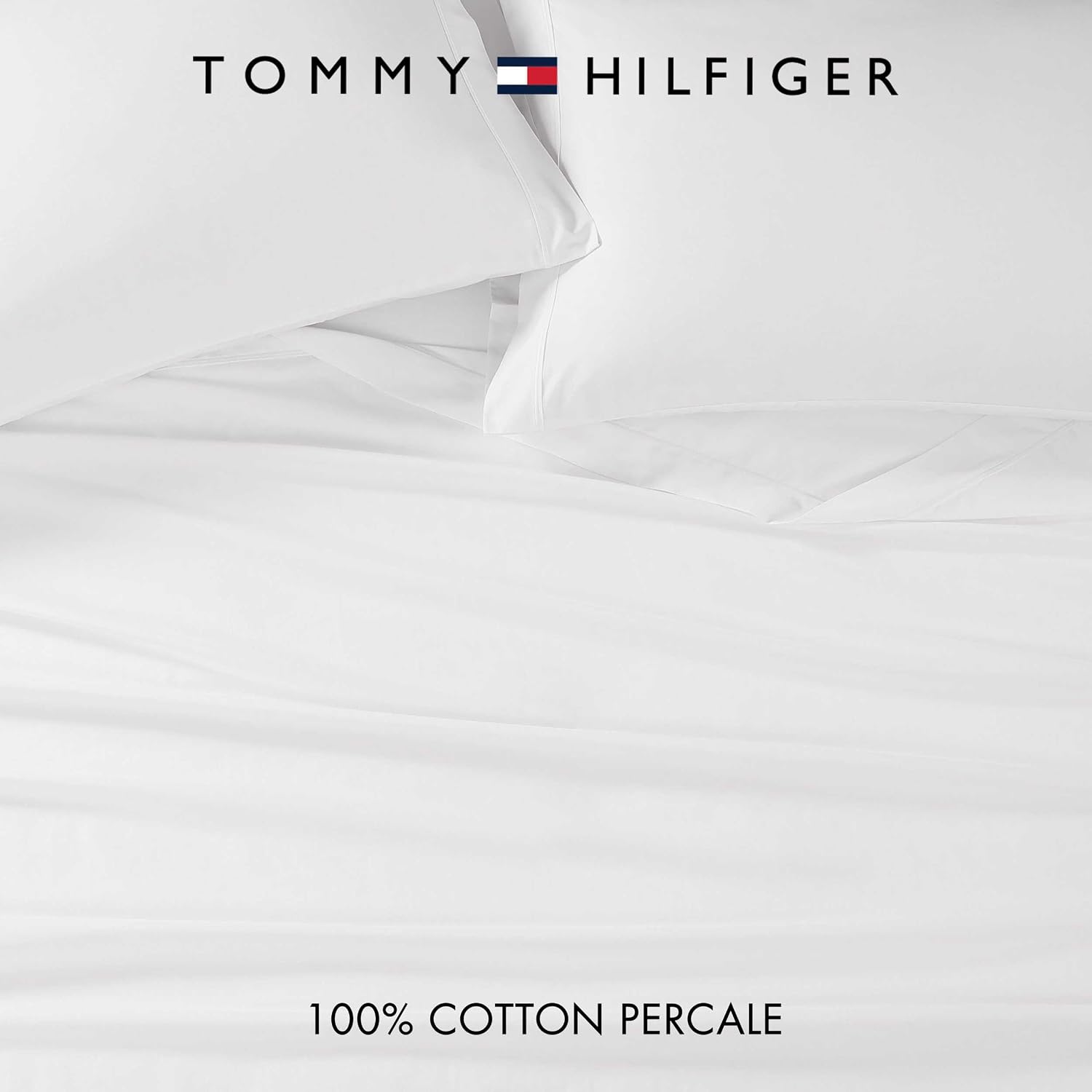 Tommy Hilfiger TH Solid 3-Piece White Cotton King Sheet Set — view 3