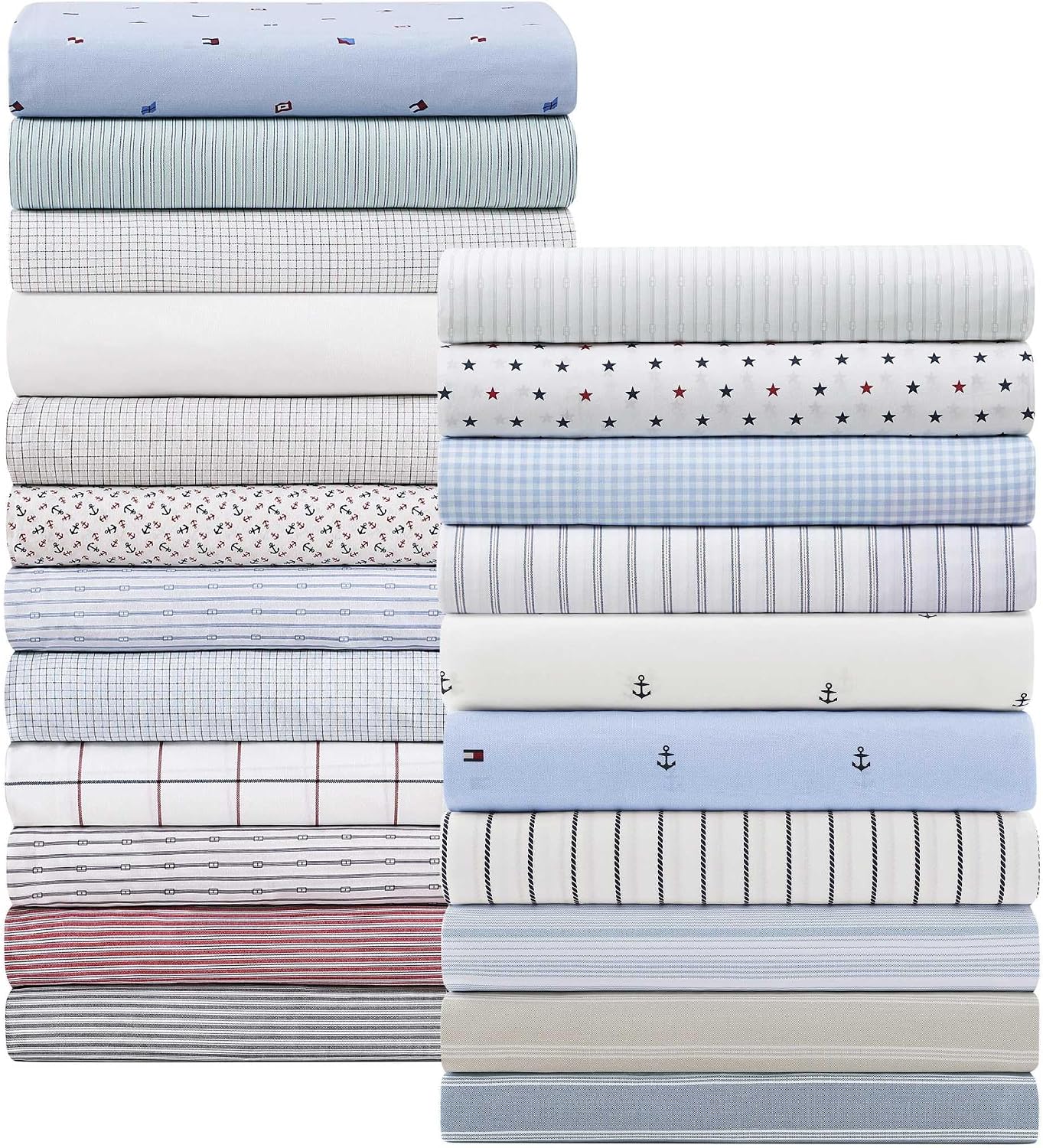 Tommy Hilfiger Joshua Tree Stripe 4-Piece White/Dark Blue/Red Percale Cotton King Sheet Set — view 5