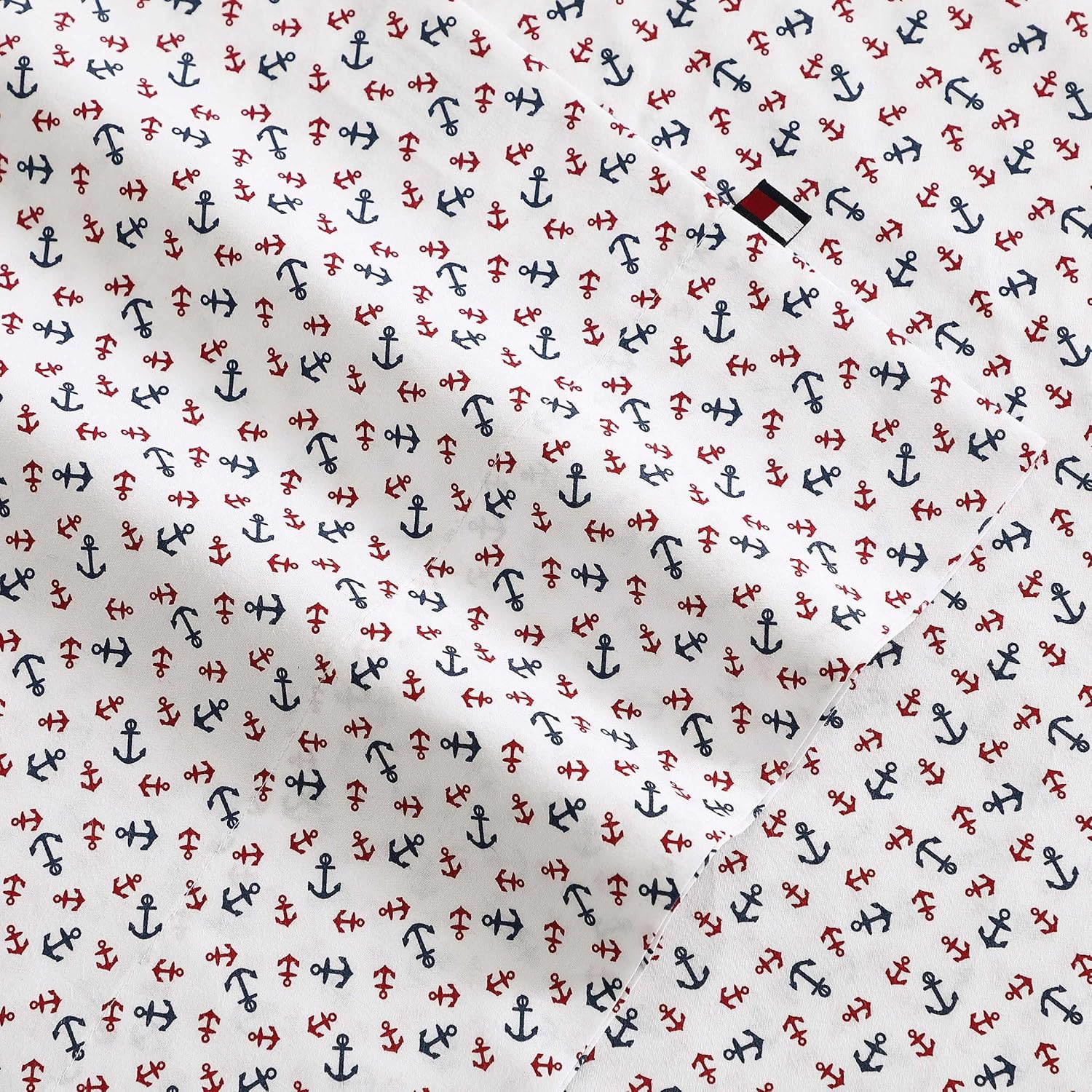Tommy Hilfiger Atlantic Anchors 4-Piece White/Red/Blue Cotton King Sheet Set — view 5