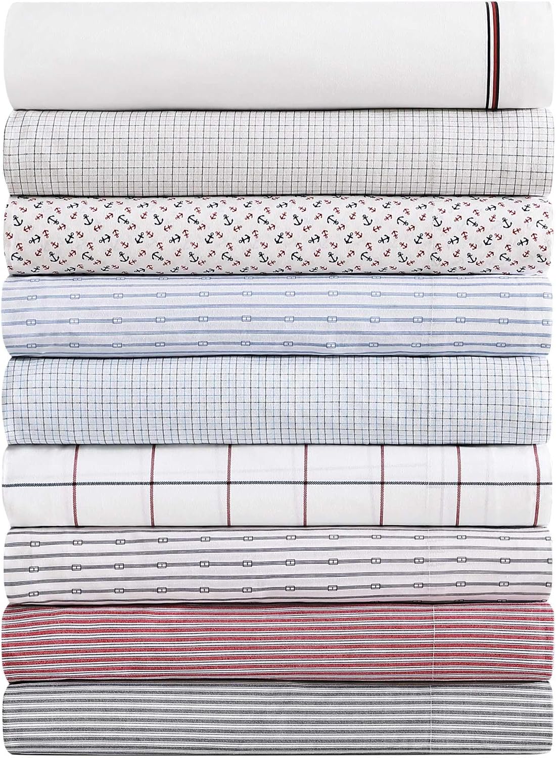 Tommy Hilfiger Atlantic Anchors 4-Piece White/Red/Blue Cotton King Sheet Set — view 6