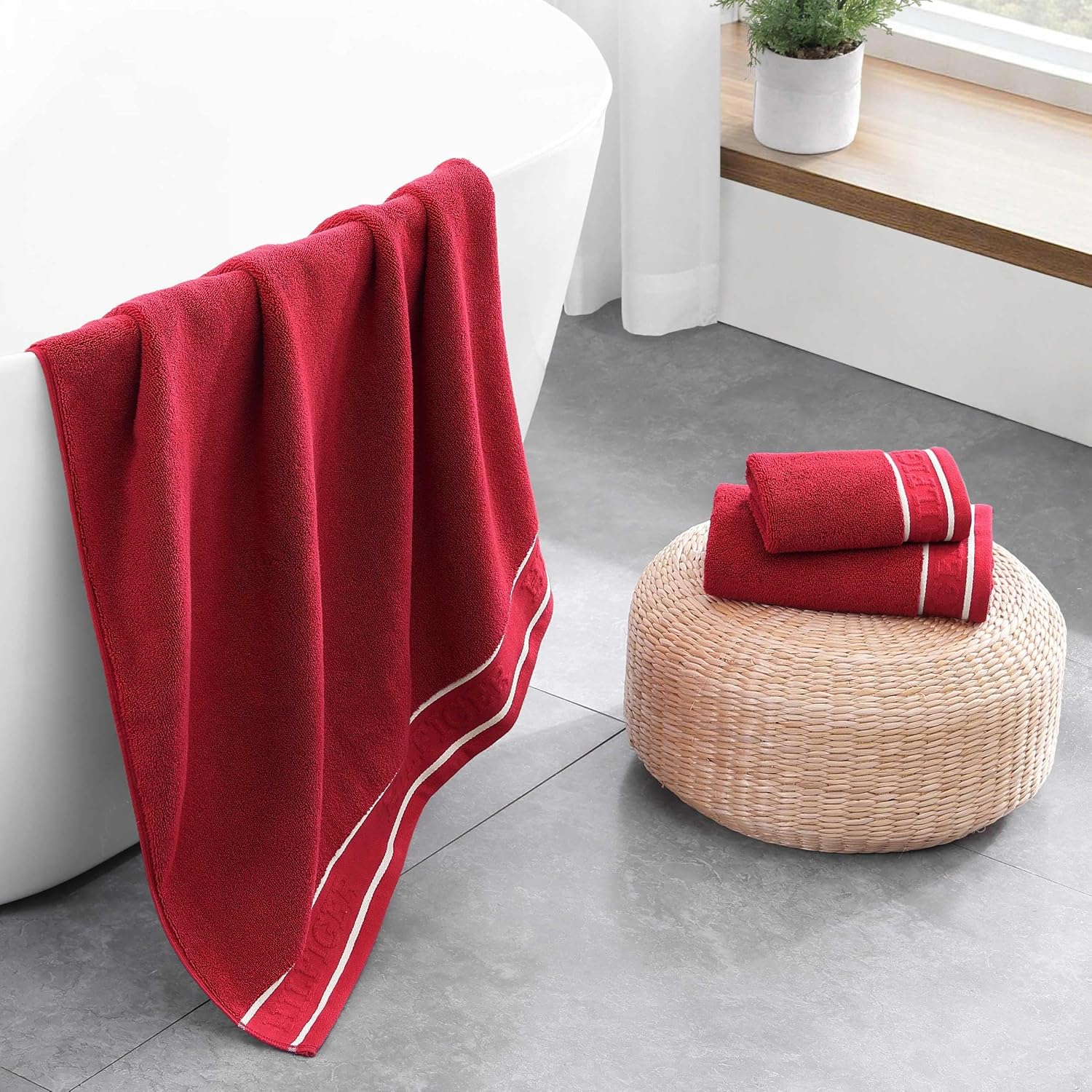 Tommy Hilfiger TH Legacy Scarlet Red 6-Piece Terry Cotton Towel Set — view 4