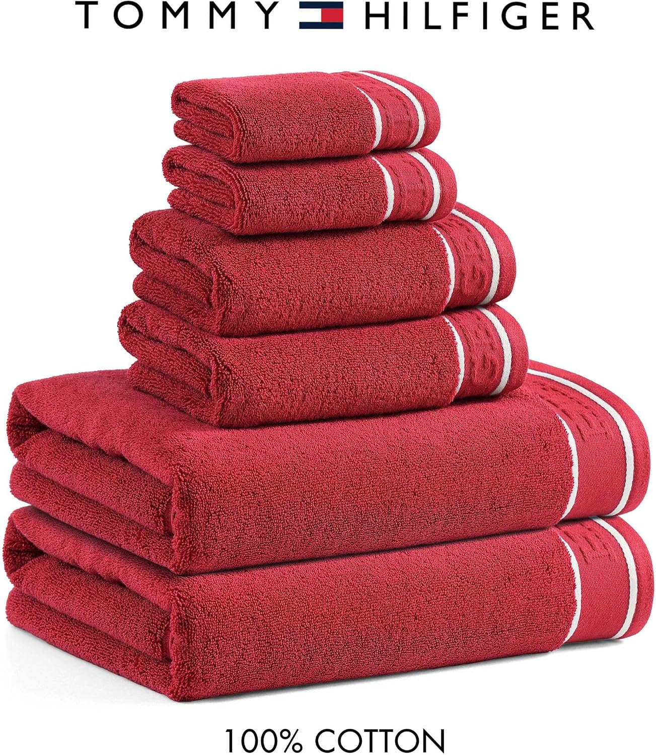 Tommy Hilfiger TH Legacy Scarlet Red 6-Piece Terry Cotton Towel Set — view 5
