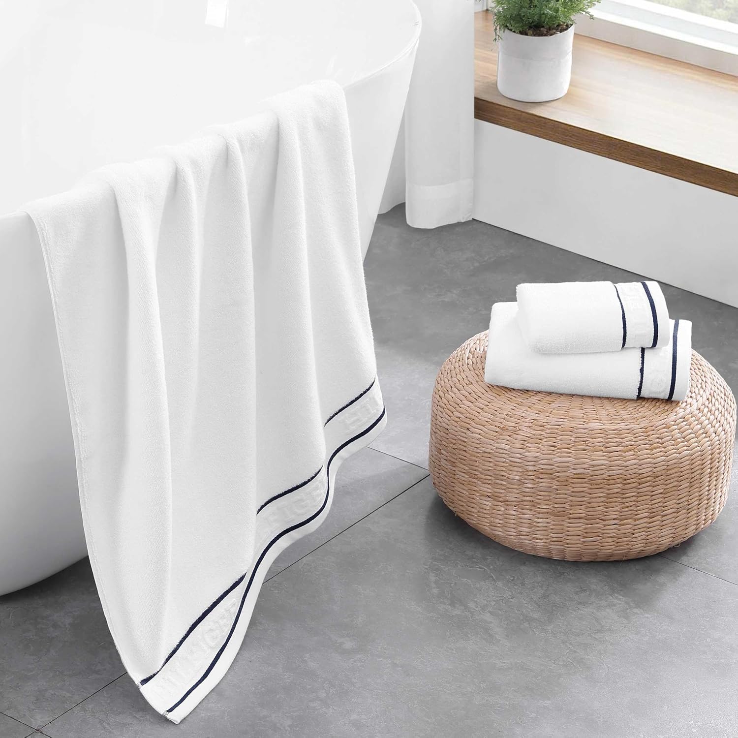 Tommy Hilfiger TH Legacy White 6-Piece Terry Cotton Towel Set — view 6